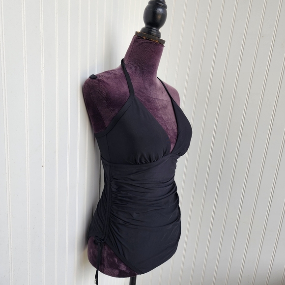 DKNY Women's BLACK Adjustable Side Halter One-Piece Swimsuit US 12 - Picture 5 of 16